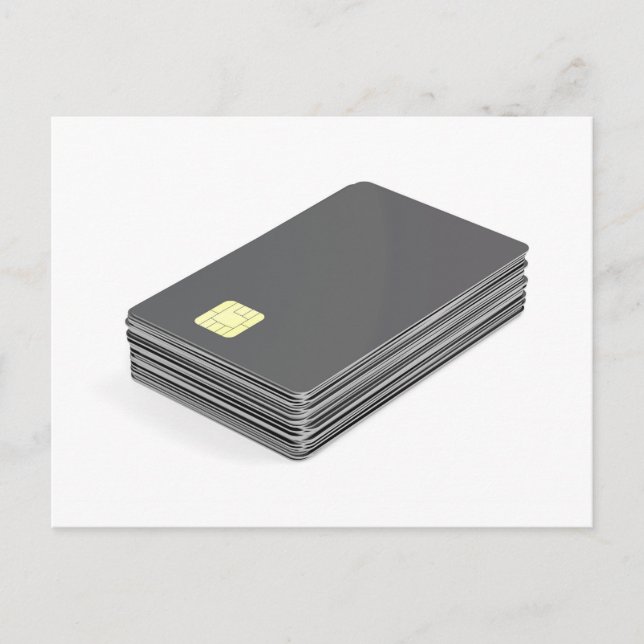 Stack with blank plastic cards with chip (Front)