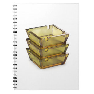 Stack with glass ashtrays notebook