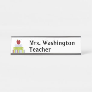 Stacked Books Teachers Desk Name Plate