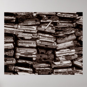 Stacked Cars, 1973. Vintage Photo Poster