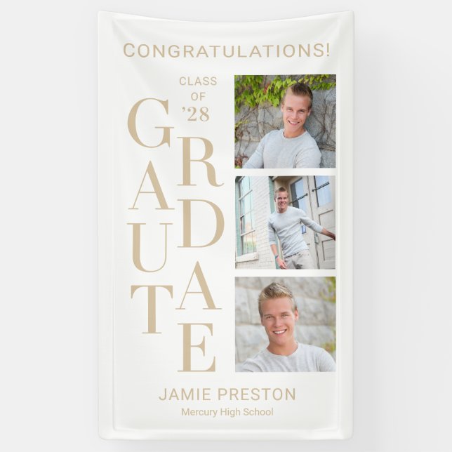 Stacked Charm EDITABLE COLOR Graduation Banner (Vertical)