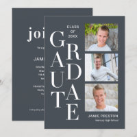 Stacked Charm Editable Colour Graduation Invitatio
