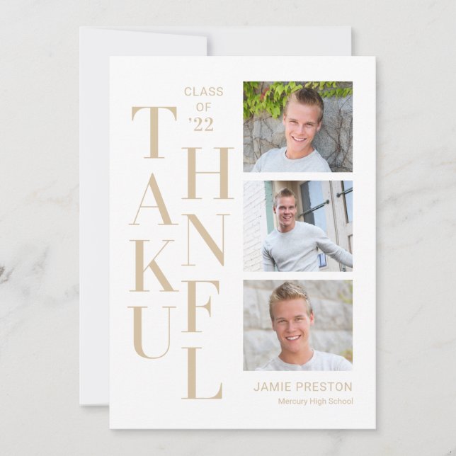 Stacked Charm Editable Colour Thank You Card (Front)