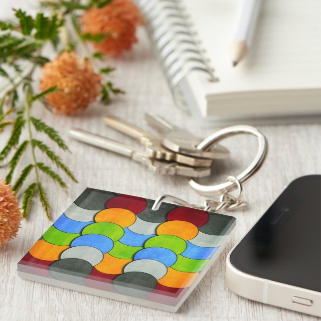 Stacked Circles-Textured by Shirley Taylor Key Ring (Front Right)