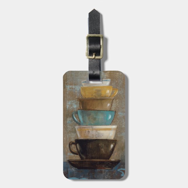 Stacked Coffee Cups Luggage Tag (Front Vertical)