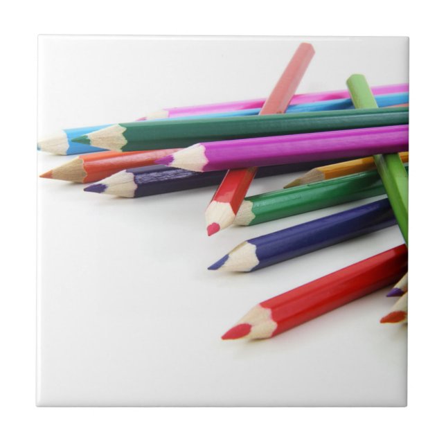 Stacked Coloured Pencils Ceramic Tile (Front)