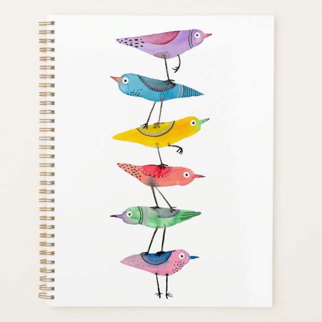 Stacked Colourful Birds Planner (Front)