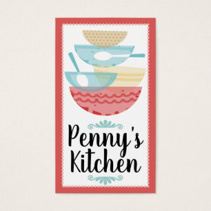 Stacked cooking baking mixing bowls gift tag card