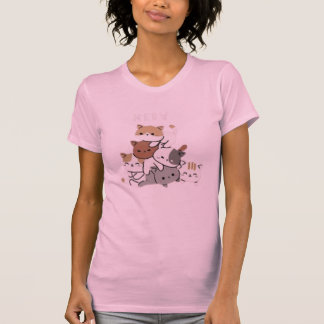 "Stacked Cute Cats 'Meow' Graphic Tee for Women –