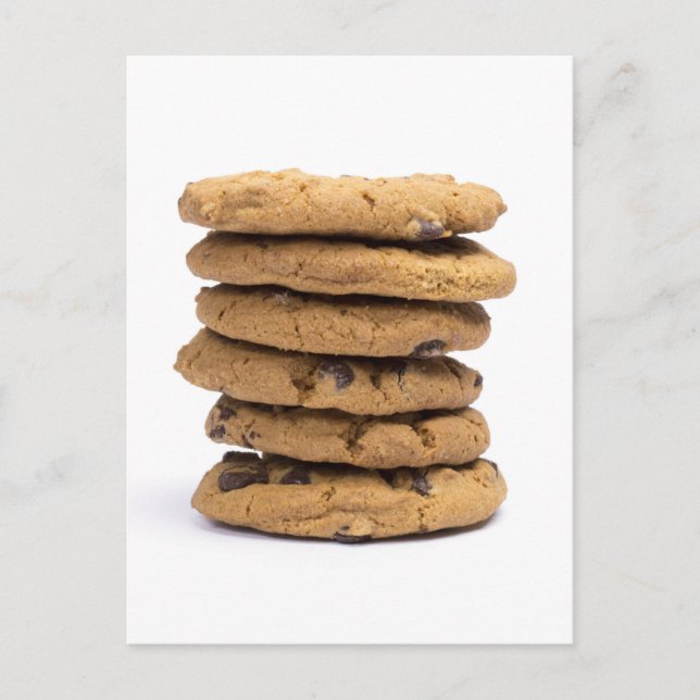 stacked delicious chocolate chip cookies postcard (Front)