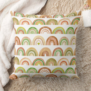 Stacked Earthy Rainbow Rows Pattern Cushion
