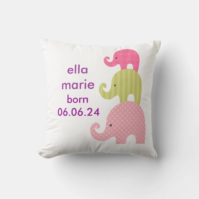 Stacked Elephants Throw Pillow (Front)