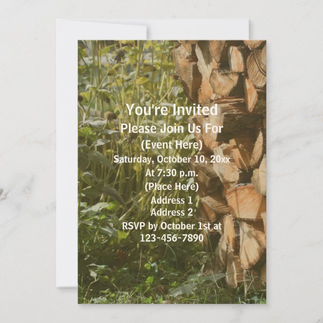 Stacked Firewood Fall Nature  Invitation (Front)