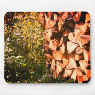 Stacked Firewood Fall Nature  Mouse Pad