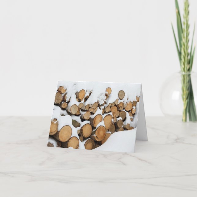 Stacked Firewood in the Snow Holiday Card (Front)