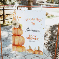 Stacked Little Pumpkin Baby Shower Welcome Sign