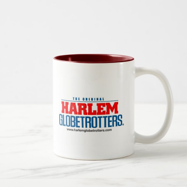 stacked logo colour with web site Two-Tone coffee mug (Right)
