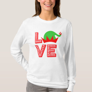 Stacked Love Santa Hat Shirt - Festive Christmas!