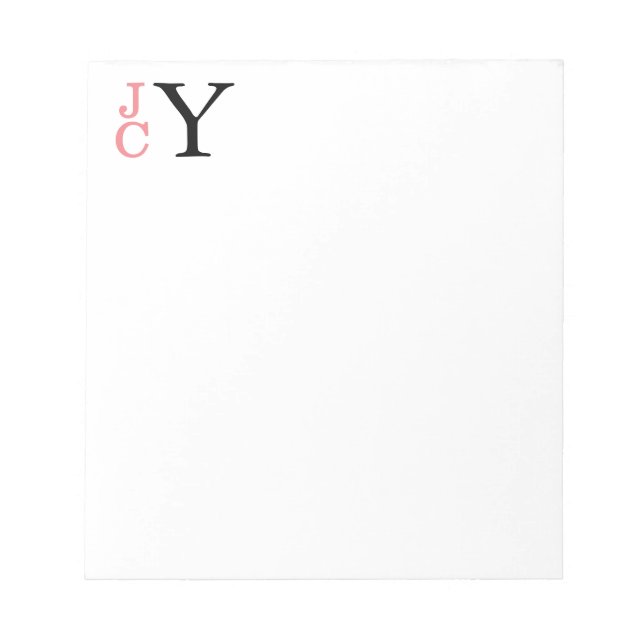 Stacked Monogram, Coral and Black Personalised Not Notepad (Front)