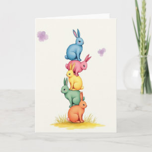Stacked Pastel Animals Card