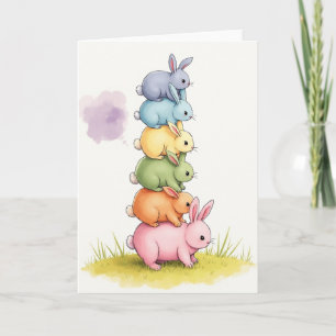 Stacked Pastel Bunnies Card