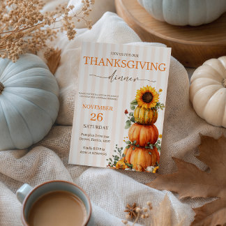 Stacked Pumpkin Sunflower Thanksgiving Invite