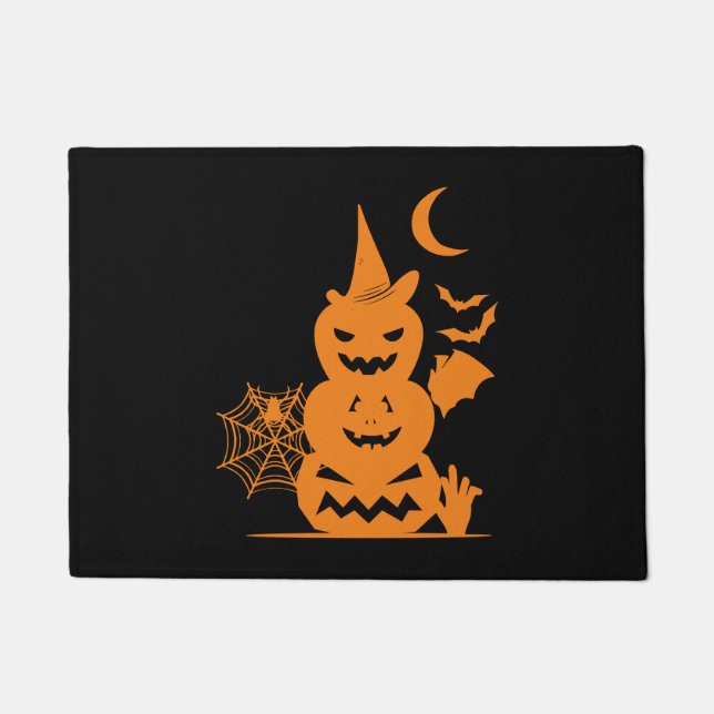 Stacked Pumpkins Halloween Doormat (Front)
