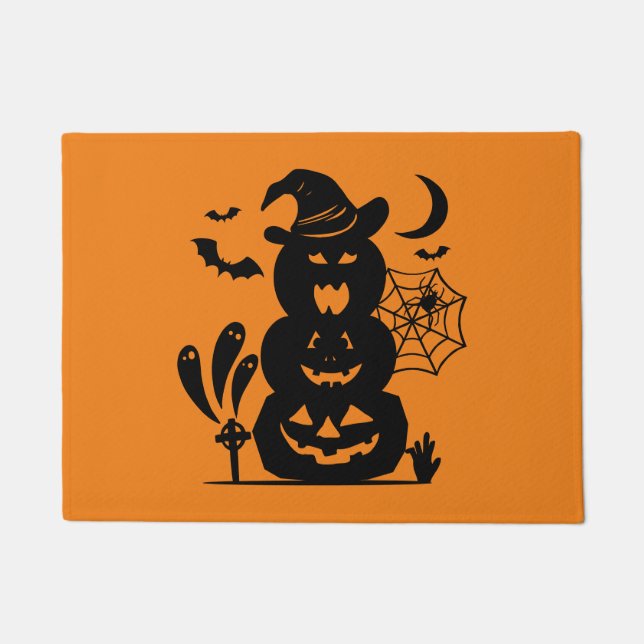 Stacked Pumpkins Halloween Doormat (Front)