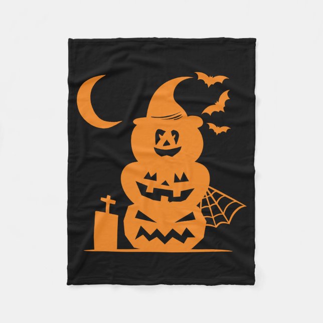 Stacked Pumpkins Halloween Fleece Blanket (Front)