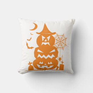 Stacked Pumpkins Halloween Reversible Cushion