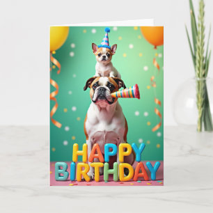 Stacked Pups Party Card