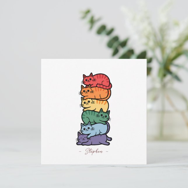 Stacked Rainbow Cats – LGBTQ Pride Celebration (Standing Front)