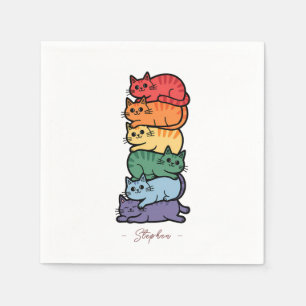 Stacked Rainbow Cats – LGBTQ Pride Celebration Napkin