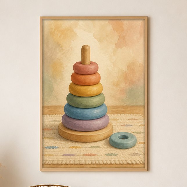 Stacked Rainbow Rings Gouache Boho Art Poster (Shown framed for scale. Poster ships unframed; frames are an optional add-on.)