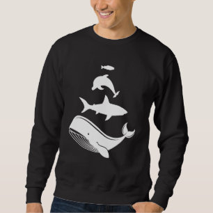Stacked Sea Animals Whale Shark Dolphin Fish Silho Sweatshirt