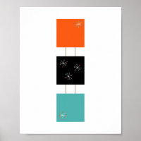 Stacked Squares Mid Century Modern Styled Poster