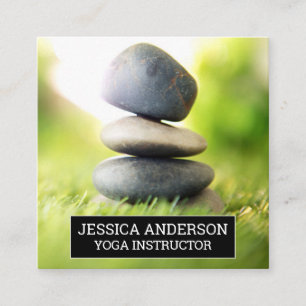 Stacked Stones in the Grass Square Business Card