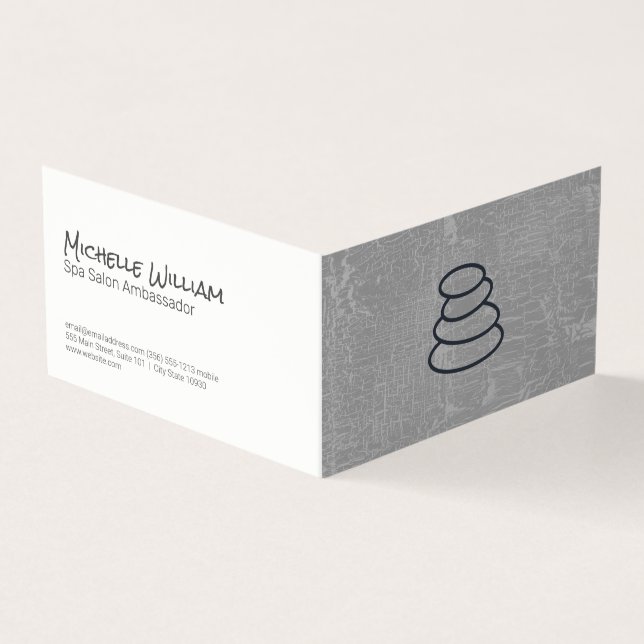 Stacked Stones | Marbles Grey | Day Spa Business Card (Outside)