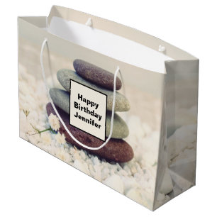 Stacked Stones Meditative Cairn Birthday Large Gift Bag