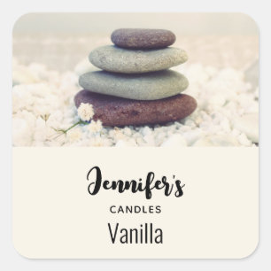 Stacked Stones Meditative Cairn Candle Business Square Sticker