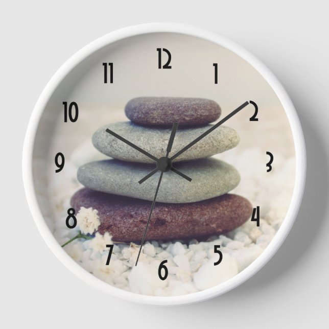 Stacked Stones Meditative Cairn Clock (Front)
