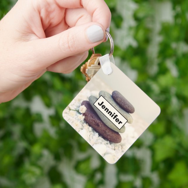 Stacked Stones Meditative Cairn Key Ring (Hand)