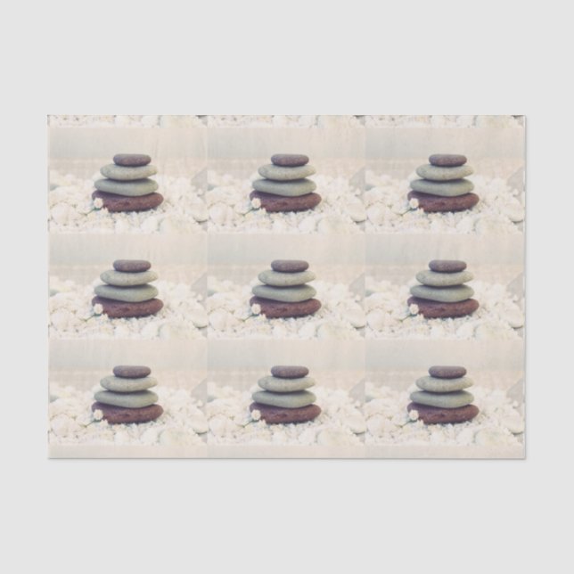 Stacked Stones Meditative Cairn Pattern Tissue Paper (Front)