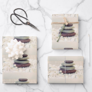Stacked Stones Meditative Cairn Pattern Wrapping Paper Sheet