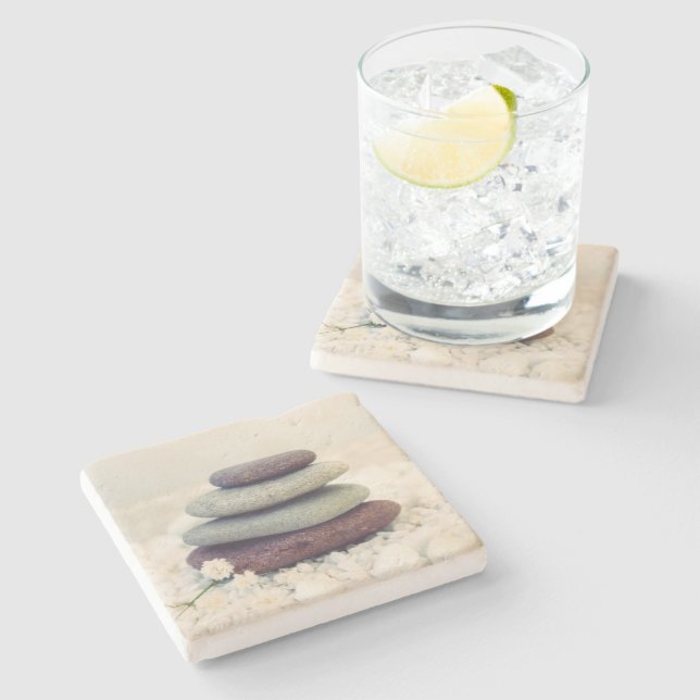 Stacked Stones Meditative Cairn Stone Coaster (Side)