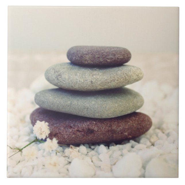 Stacked Stones Meditative Cairn Tile (Front)
