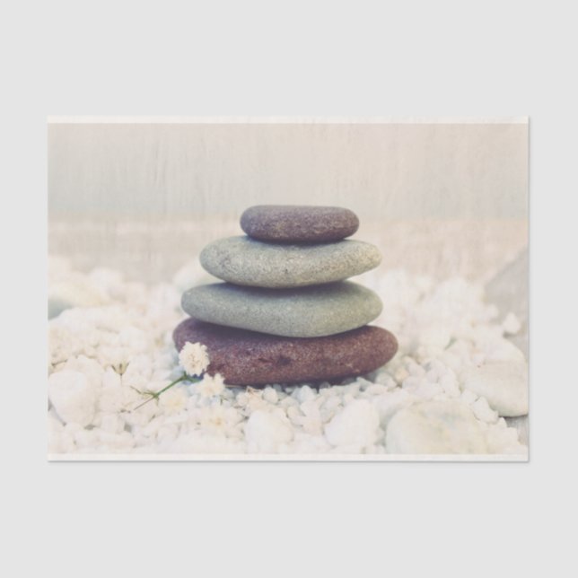 Stacked Stones Meditative Cairn Tissue Paper (Front)