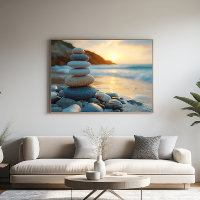 Stacked Stones Sunrise - Zen Wall Tapestry Decor