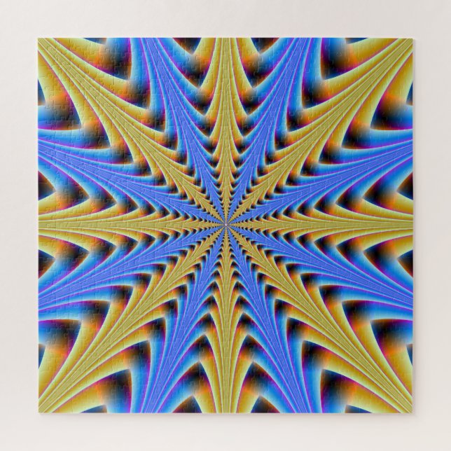 Stacked Structure in Blue and Yellow Jigsaw Puzzle (Vertical)