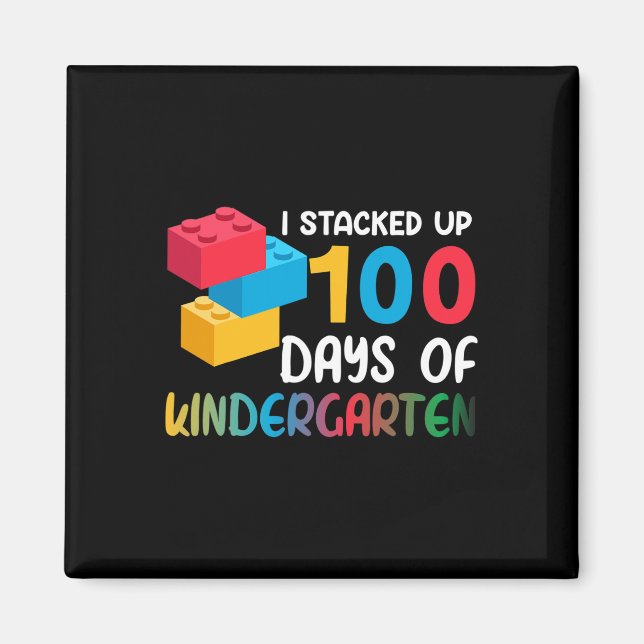 Stacked Up 100 Days Of Kindergarten Building Block Magnet (Front)